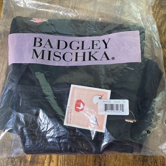 NEW Badgley Mischka black French terry soft jogger pants L - Picture 6 of 7